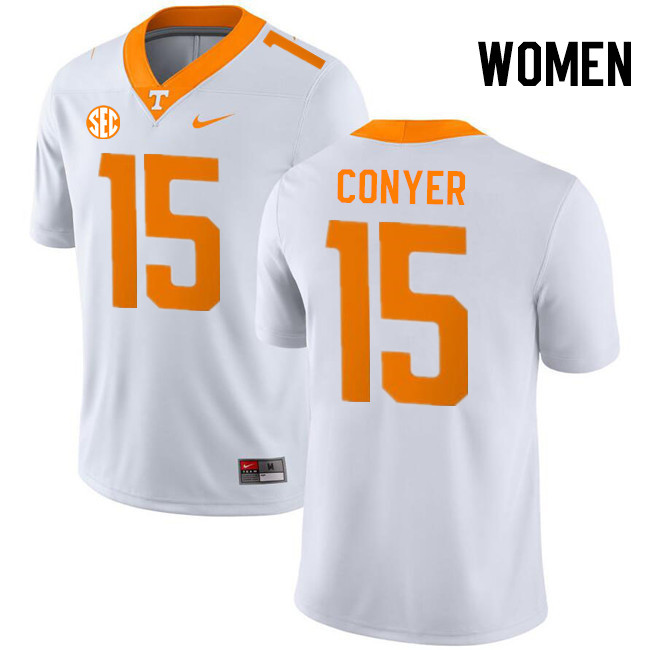 Women #15 Cristian Conyer Tennessee Volunteers College Football Jerseys Stitched-White